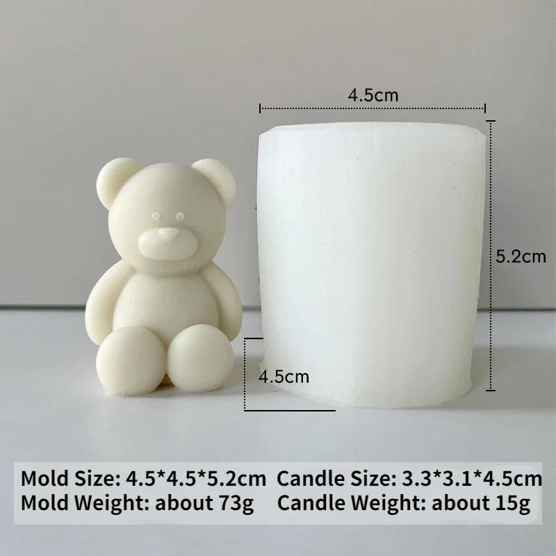 3D Bear Candle Silicone Mold Cute Mini Animal Scented Candle Soap Plaster Decorative Decoration Craft Mold Diy Cake Baking Mold