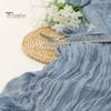 Wedding Party Table Runner Gauze Bohemian Style Pleated Solid Color Stain-Proof Reusable Table Protection Decoration Prom Banquet Table Runner