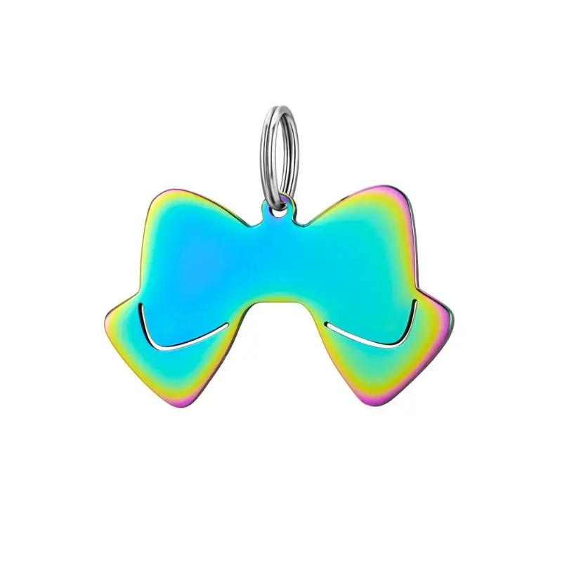 Double Side Personalized Name Bow Dog Pendant Bow Tie Pet Collar Accessories Cat Dog Tag Puppy ID Customized Anti-lost Name Tag 7