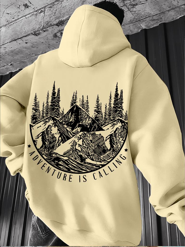 Attractive Kids Hip Hop Sports Hooded Sweatshirt, vivid mountain tree print, comfortable loose silhouette for boys girls casual sports.