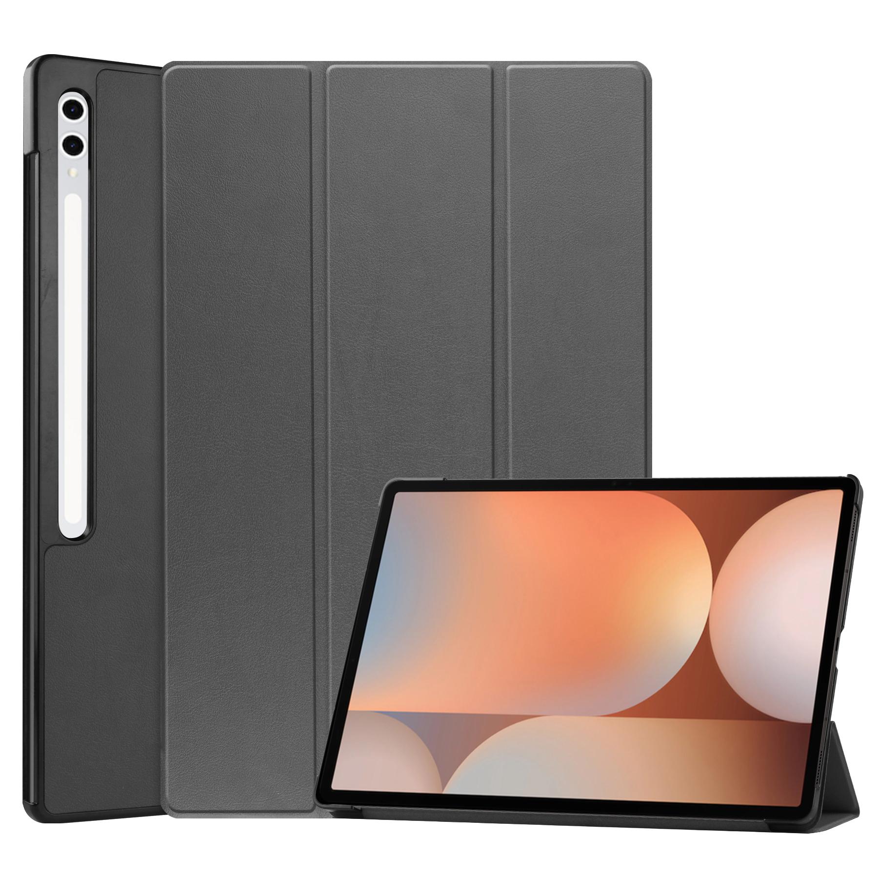 Pour Samsung Galaxy Tab S10 S9 S8 Ultra Étuis pour Tablettes en Cuir PU de Haute Qualité avec Support Pliant et Veille Automatique S10 Ultra gris
