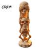 Small Desk Ornament for Men Triple Stacked Skulls Figurine, Spooky See Hear Speak No Evil Skeleton Head Retro Home Office Accessories Statue,