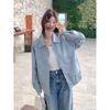 Solid Color Zipper Pocket Cardigan Women Autumn Winter Casual Simple Lapel PU Leather Jacket