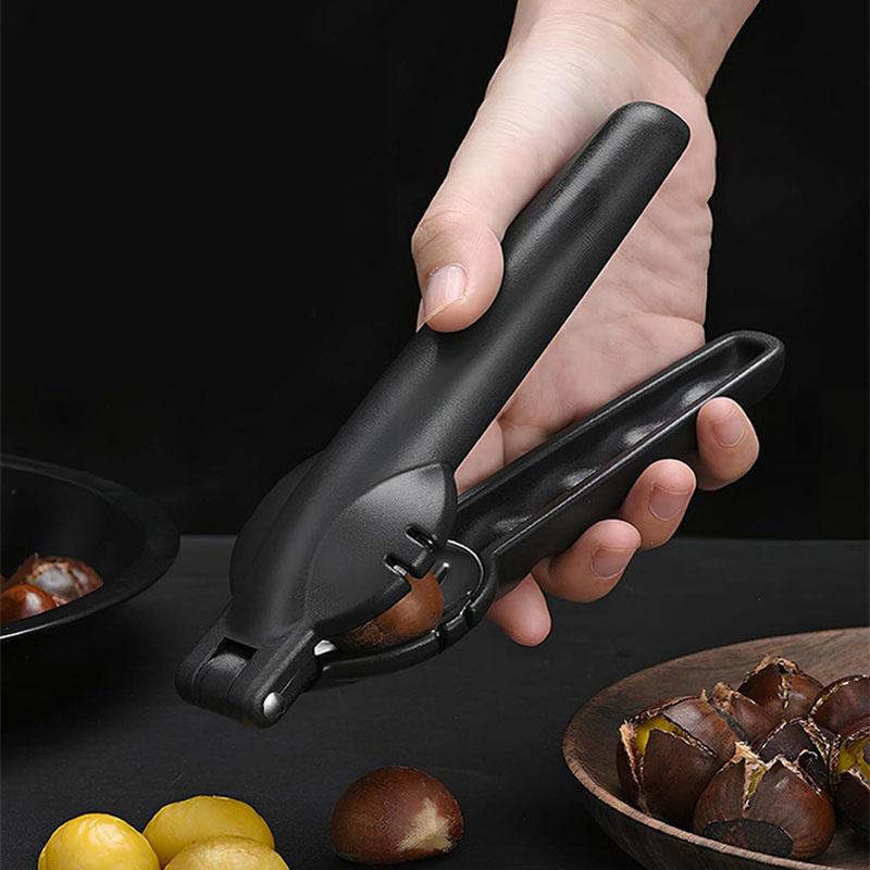 Nutcracker Chestnut Clip Cross Mouth Chestnut Opener Chestnuts Clamp Stainless Steel Chestnut Cutting Tool with Non-Slip Handle