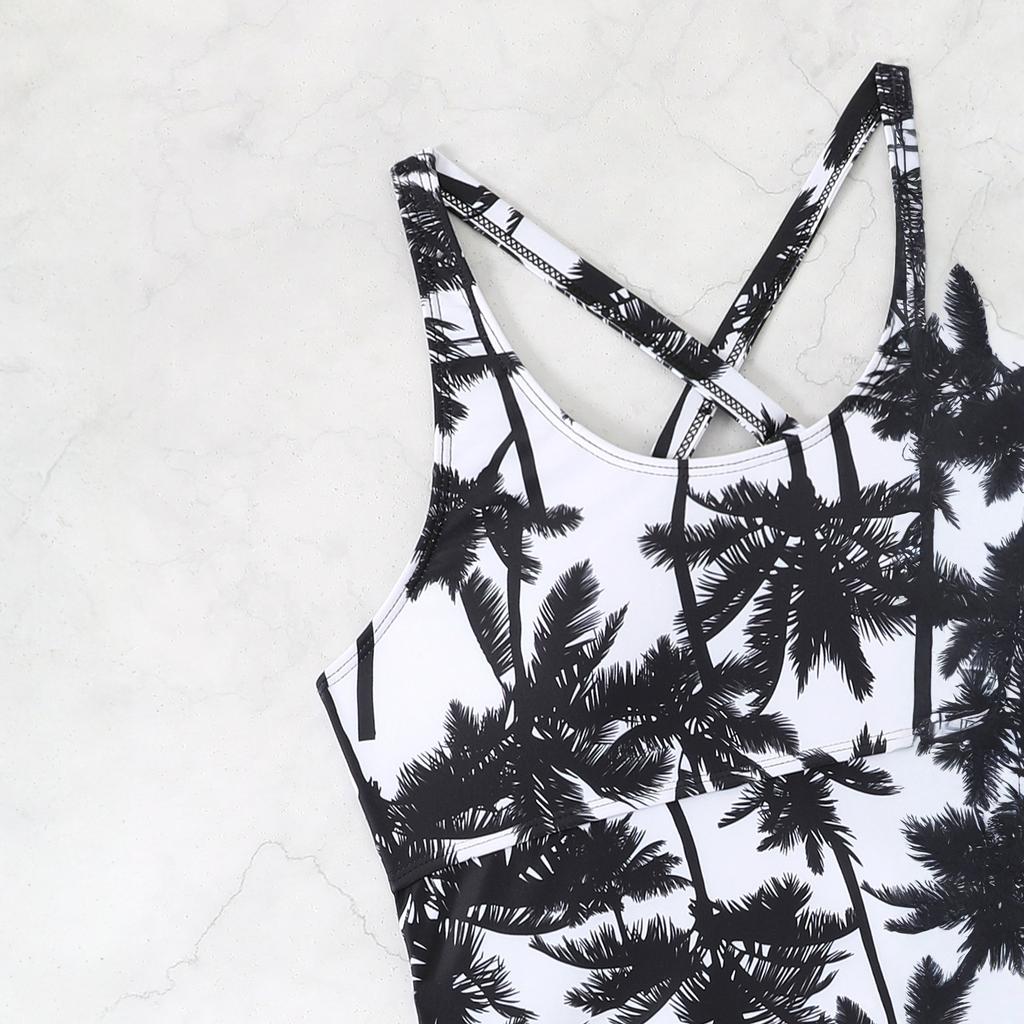 Women's  Conservative Printed Shorts Two-Piece Swimsuit