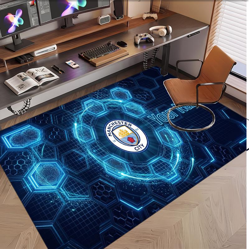 Personalized Crystal Velvet Carpet Manchester City Pattern Non Slip Floor Rug