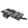 Metal Flatbed Trailer with Hook Hitch Heavy Duty High Stability RC Dual Axles Metal Flatbed Trailer Kit for RC Crawler