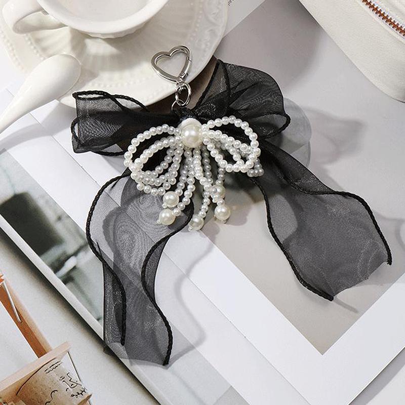 Stilvoll Exquisit Imitationsperlen Schleifenknoten Anhänger Schlüsselanhänger Mode Süß Schlüsselring Exquisite Rucksack Dekoration Zubehör Geschenke
