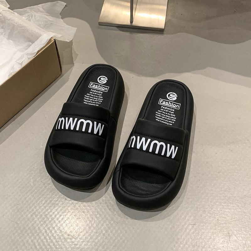 

Однословные шлепанцы женские новые верхняя одежда женские повседневные универсальные, удобные и модные на плоской подошве с толстой подошвой летом 2025 года 35 чёрный