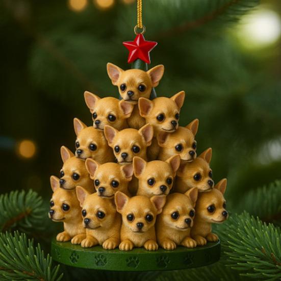 Christmas Acrylic Dog Hanging Decoration Holiday Party Winter Xmas Tree 2D Flat Acrylic Puppy