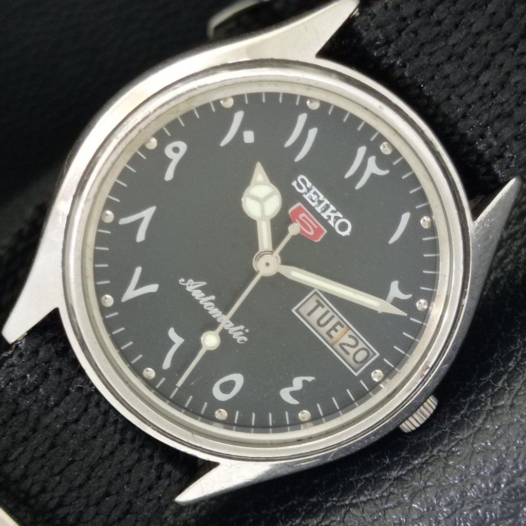 

SEIKO 5 AUTOMATIC 7019A VINTAGE JAPAN MENS ARABIC BLACK DIAL WATCH a701442-5 R206b-a701442