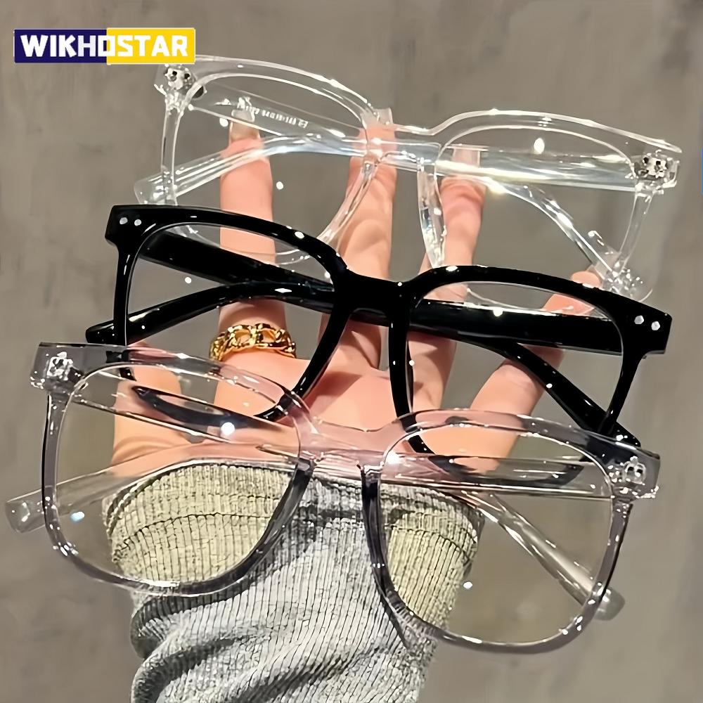 1 pairs of universal fashion glasses, square-framed glasses, fashionable campus style, clear black frame, back to school