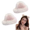 KDSSYFT Cat Ear Hair Clips, Set of 2, Fluffy Animal Ears, Cosplay Hairpins, Hair Ornaments, Disguise, Costume, Cute Hair Accessories (White)