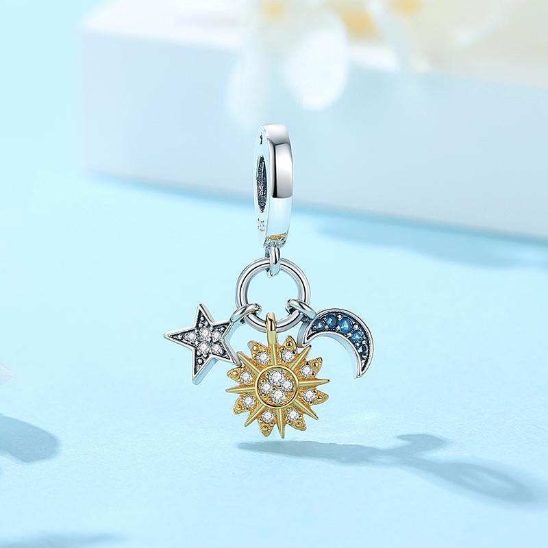 Talismane din Argint 925 Se potrivesc Brățărilor Originale Pandantiv Stea Lună Soare Cosmonaut Mărgele DIY Coliere Femei Bijuterii