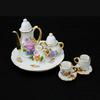 European Miniature Flower Ceramic Teapot Cup Set Dollhouse Pretend Play Toy