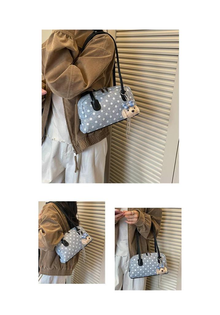 2026 Korean Polka Dot Bowling Handbag: Stylish Single Shoulder Underarm Bag