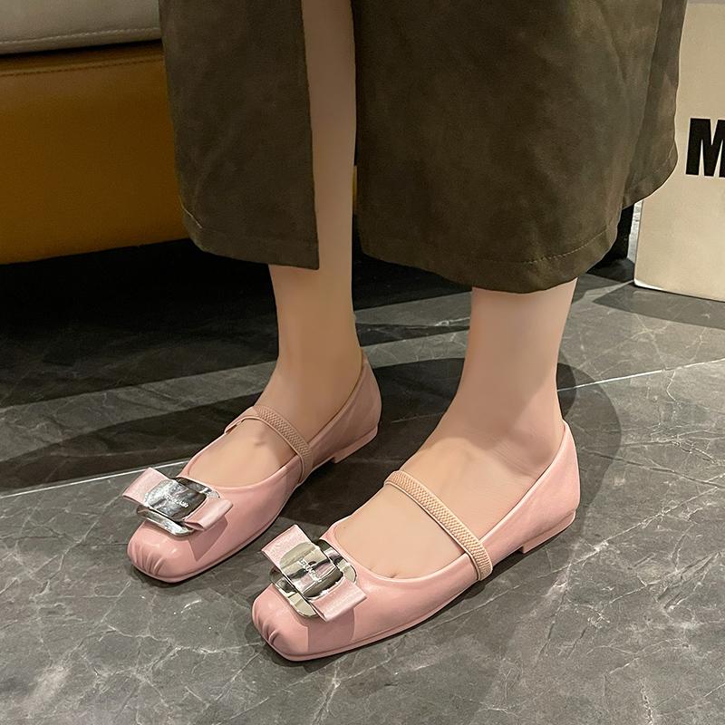 Fashion Pumps Woman Shoes Mary Jane Low Heel Square Toe Kawaii Spring Summer Flat Comfortable Elegant Pink Heels Shoes for Girls Luxury