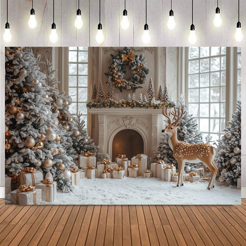 Christmas Indoor Photography Background Fireplace Gifts Socks Xmas Tree Interior Party Birthday Home Decor Photo Backdrop Studio3