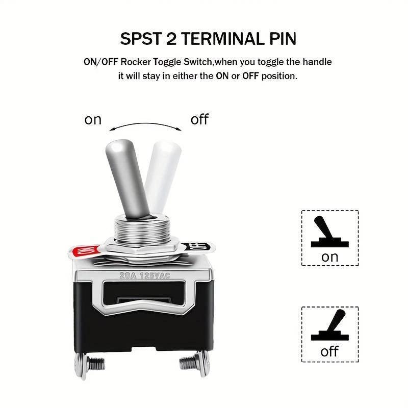 5Pcs Heavy Duty Car Boat Rocker Toggle 250V 2Pin SPST ON/OFF Rocker Switches With Waterproof Boot Spst Rocker