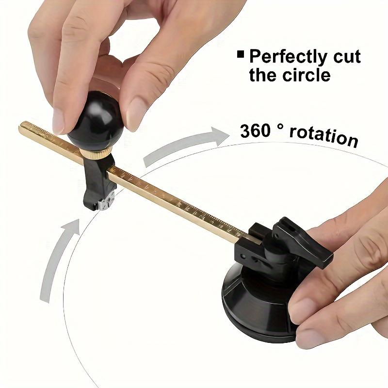 [Glass Cutter Tool] One Piece of an Adjustable Circular Glass Cutter Featuring a Suction Cup - a Metal Manual Compass-Style Tool for Cutting Glass