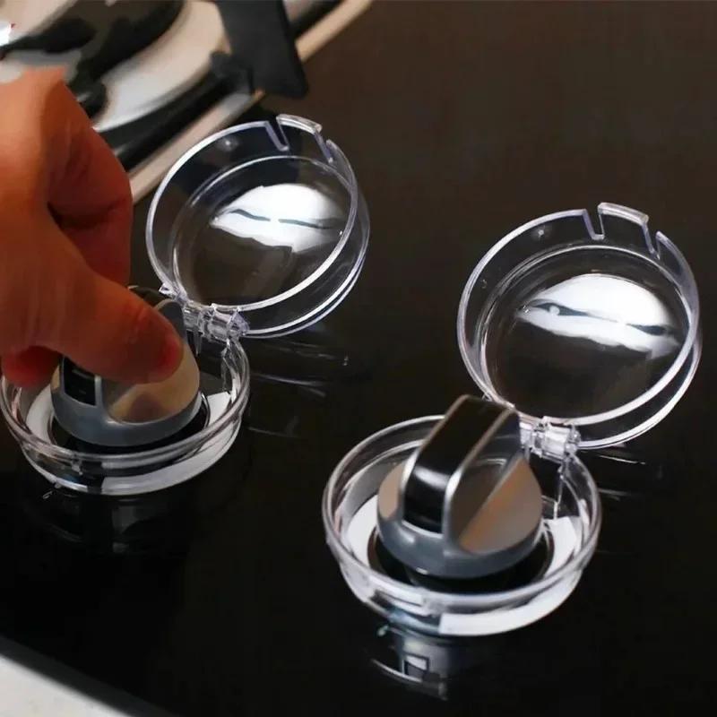 2pc Stove Knob Cover Clear Black Universal Size Gas Knob Covers Knob Covers Prevent Kids & Pets from Turning On Stoves
