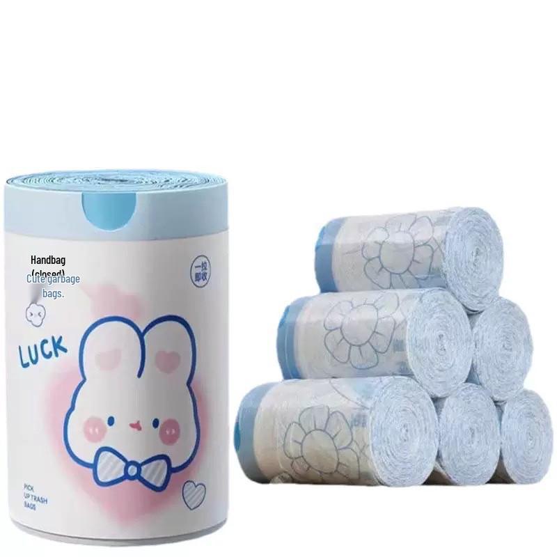 Blue Heart Rabbit Large-Capacity Cute Cartoon Drawstring Garbage Bag