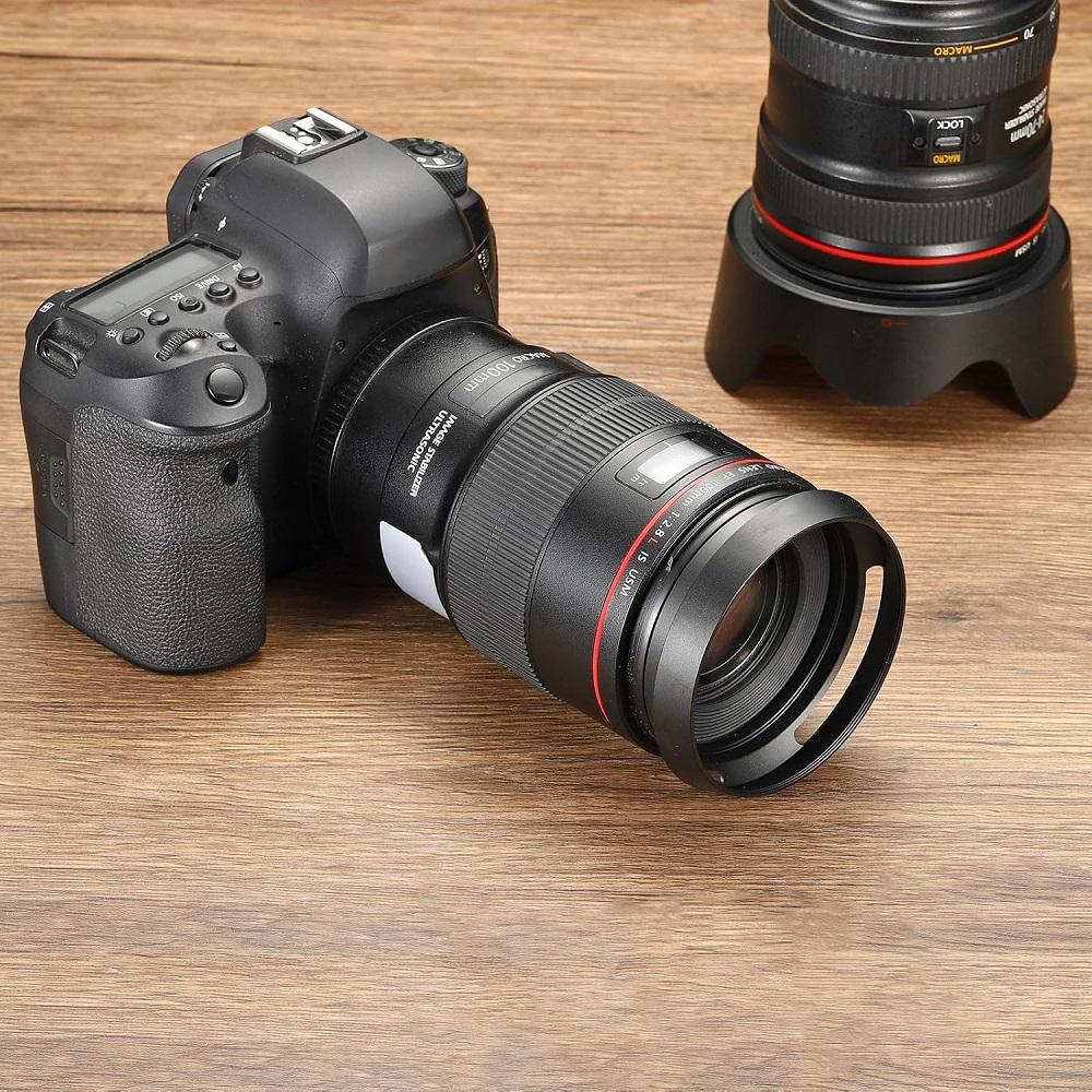 Lens Hood, Standard Vented Matte Surface Anti-Reflective Inside Hollow Lens Hood for Universal Camera Lens for Nikon Fujifilm