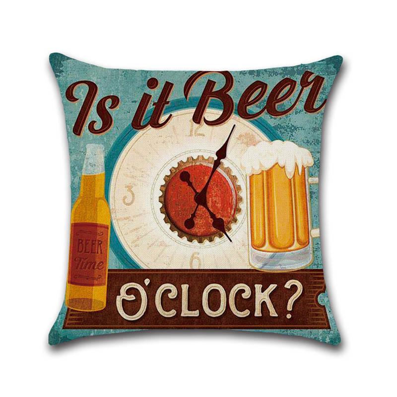 Retro Beer Cushion Cover Beer Throw Pillow Case Cover Cojines Decorativos Para Sofa Housse De Coussin Kussenhoes Funda Cojin
