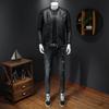 Autumn Plus Collar Leather Jacket for Men, Trendy Slim Fit Men's Casual Motorcycle Suit Leather Jacket