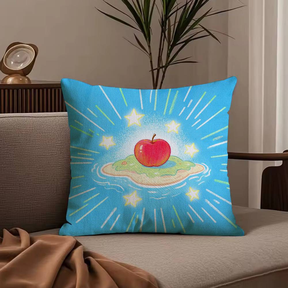 Anime Lucky Fruit Fun Pillow Case Anti-dustmite Pillowcase Invisible Zipper Silky Short Plush Sofa Cushion Cover