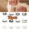 12PCS Joint Ring Vintage Silver Color Irregular Handmade Opening Adjustable Toe Women Fashion Punk Rings Jewelry Gift
