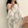 French Chiffon Rose Sleeveless Dress With Lace Hollow Design For Summer Casual Wear