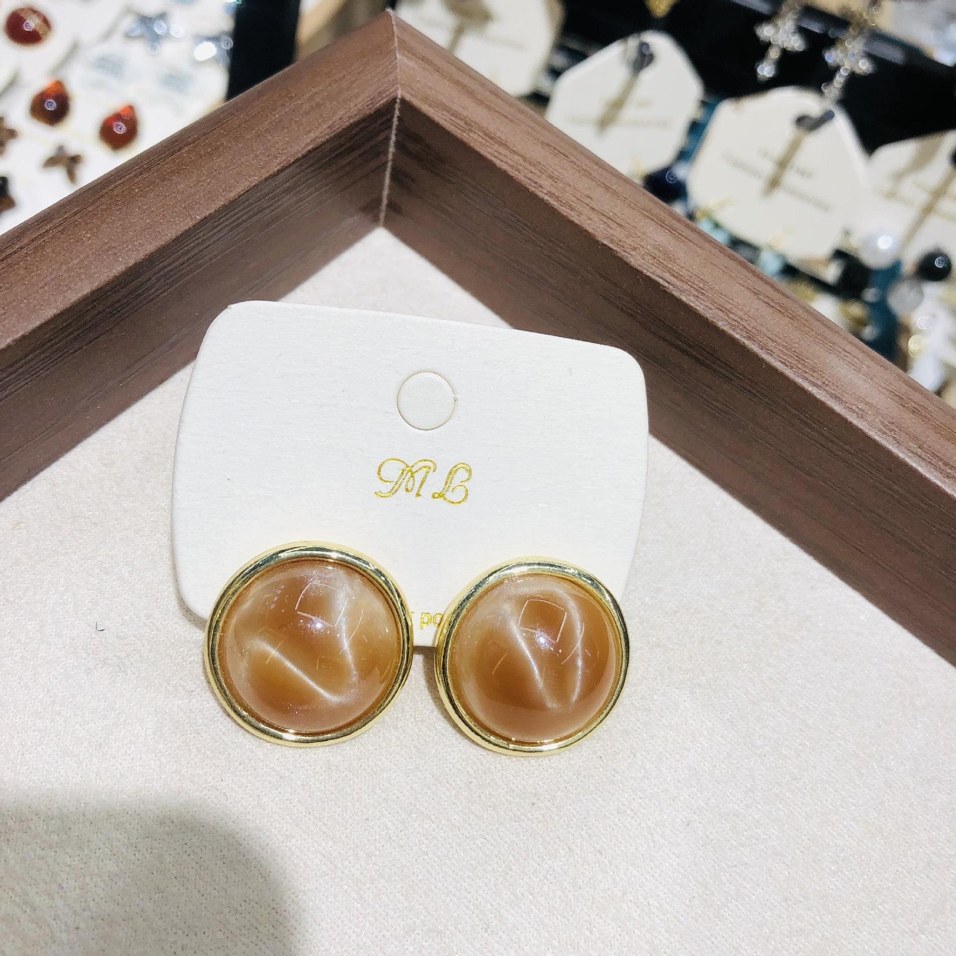 Красные Смоляные Серьги Большие Геометрические Круглые Пусеты Серьги Вечеринка Свадьба Серьги оранжевый