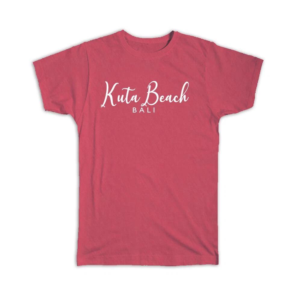 Gift T-Shirt : Kuta Beach Cursive Typography Bali Tropical Travel Souvenir M
