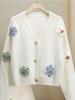 Cross2026 Autumn/Winter Plus Size Floral Knit Cardigan for Women