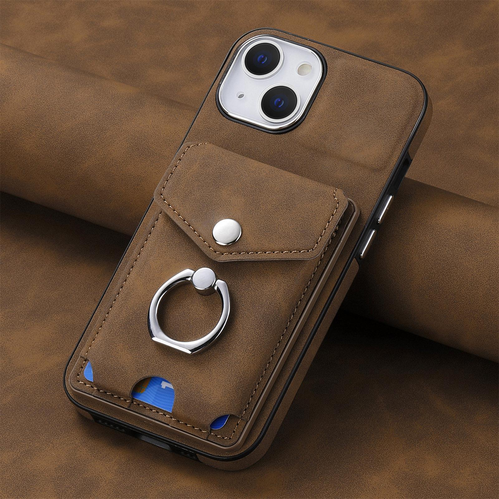 

Новый товар с трансграничной границей, подходящий для iPhone 15 Pro, чехол с гальваническим покрытием и эффектом кожи, чехол для телефона, кожаный чехол-держатель для кольца 15 iPhone XS Max коричневый