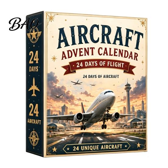 Aviation Themed Decor Aircraft Advent Calendars 2026, Airplane Toy Countdown Calendar, 24 Days Christmas Holiday Calendar with Models, 2D Acrylic