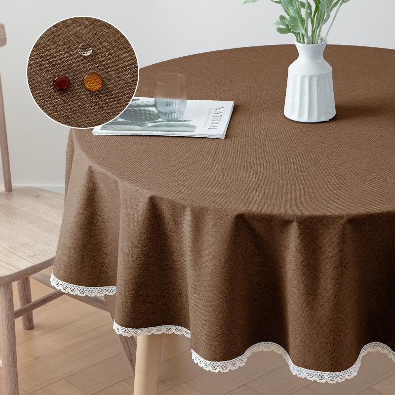 Cotton and Linen Round Table Cloth Waterproof and Oil-proof Hotel Ins Style Table Cloth Restaurant Dirt-resistant Table Cloth Decoration