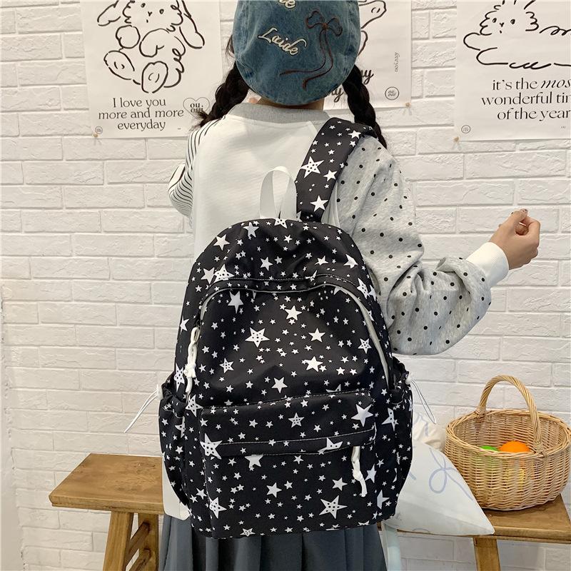 Schoolbag Schoolbag Female Junior High School High School Student Star Printing Korean Version Niche Ins Backpack Mori College Student Computer Bag