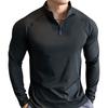 Men's Long Sleeved Half Zip High Elastic Basketball Sports Fitness Color Quick Drying Breathable Slim Fit Fashion Tops