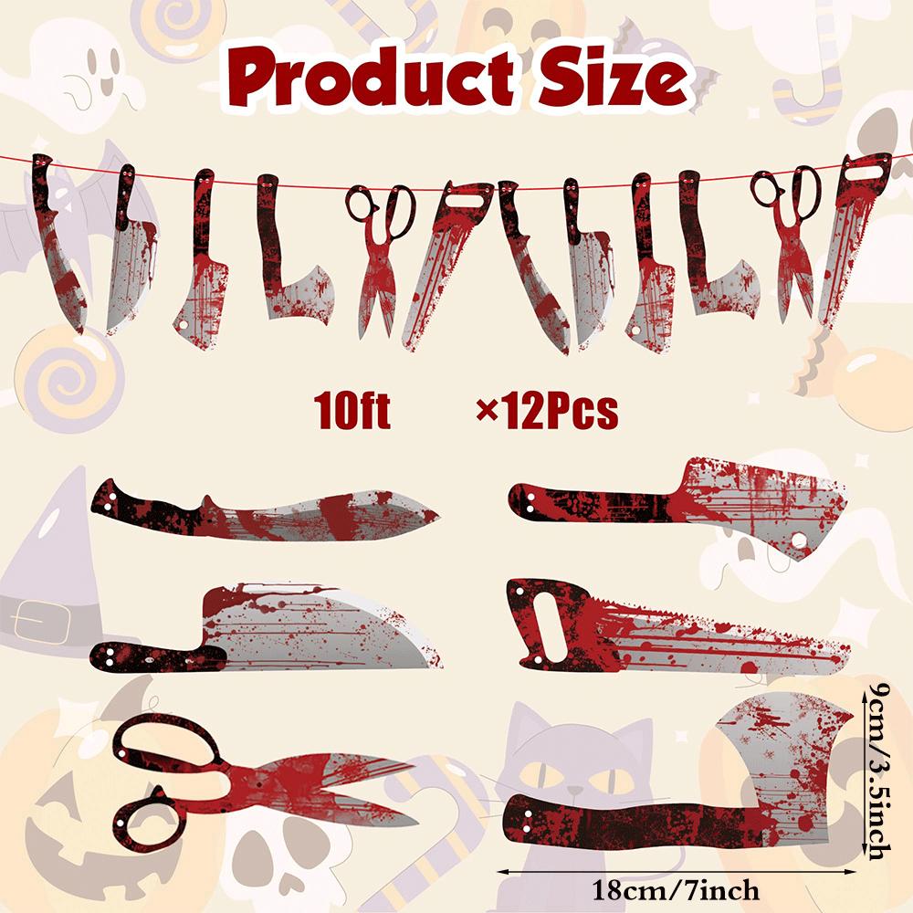 2Set Halloween Party Decorations Bloody Banners Scary Garland Decor Halloween Banner Creepy Movie Theme Birthday Party Supplies