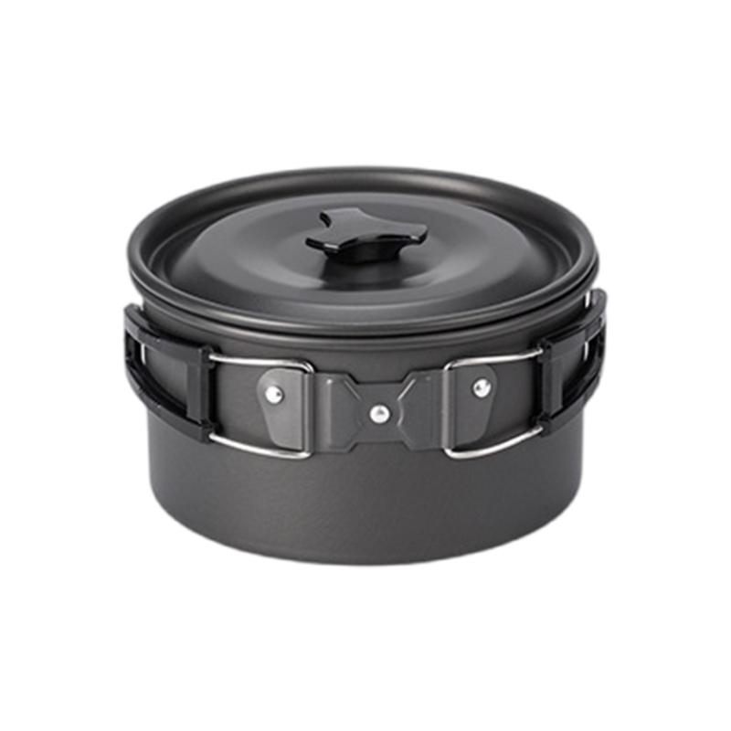 Outdoor Camping Cookware with Lid and Folding Handle Portable Camping Cook Pots Aluminum Alloy Camping Cookware