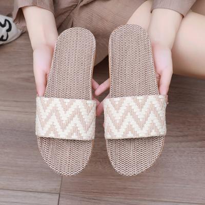 New Fashion Women's Wave Jacquard Striped Linen Slippers