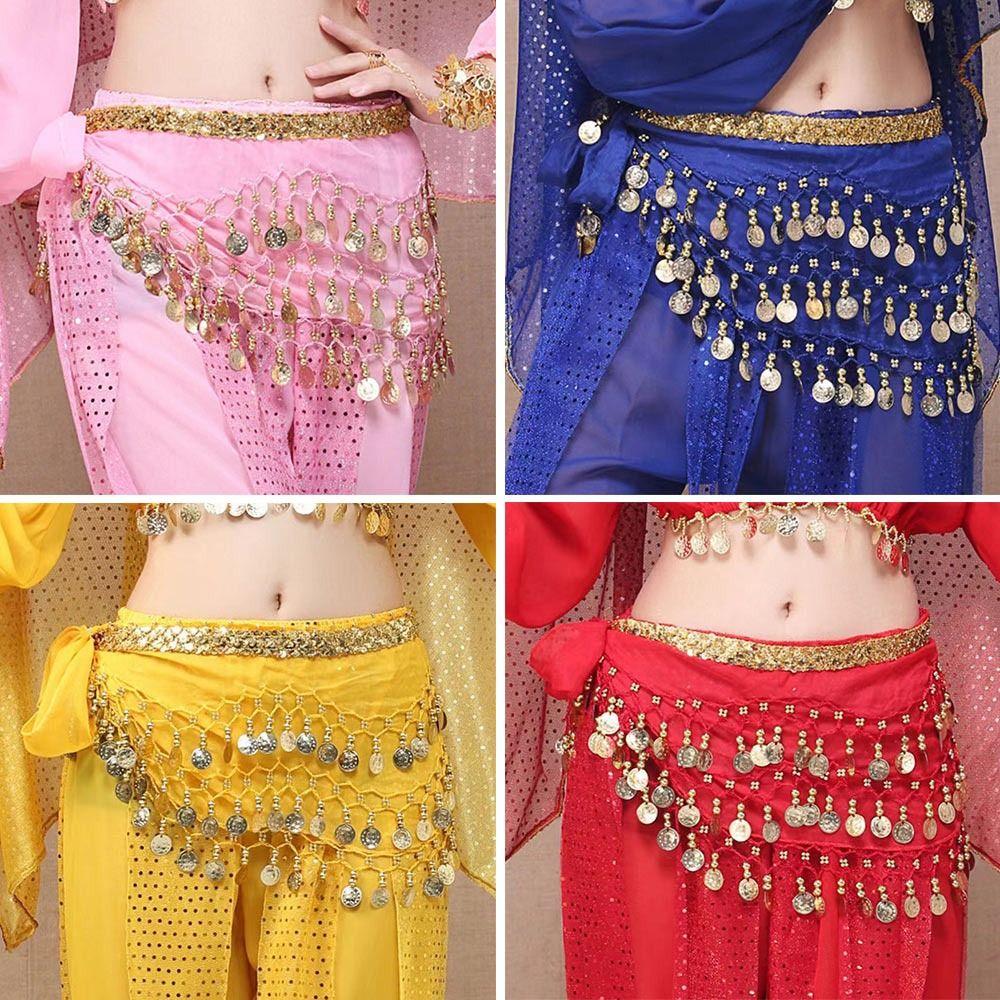 with Gold Color Coin Women Belt Skirt Tassel Belly Dance Belt Fashion Waist Chain Show Costumes