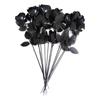 10pcs/Set Artificial Black Single Rose Bouquet Halloween Ghost Festival Horror Gothic Style Dark Series Decorative FakeFlowers