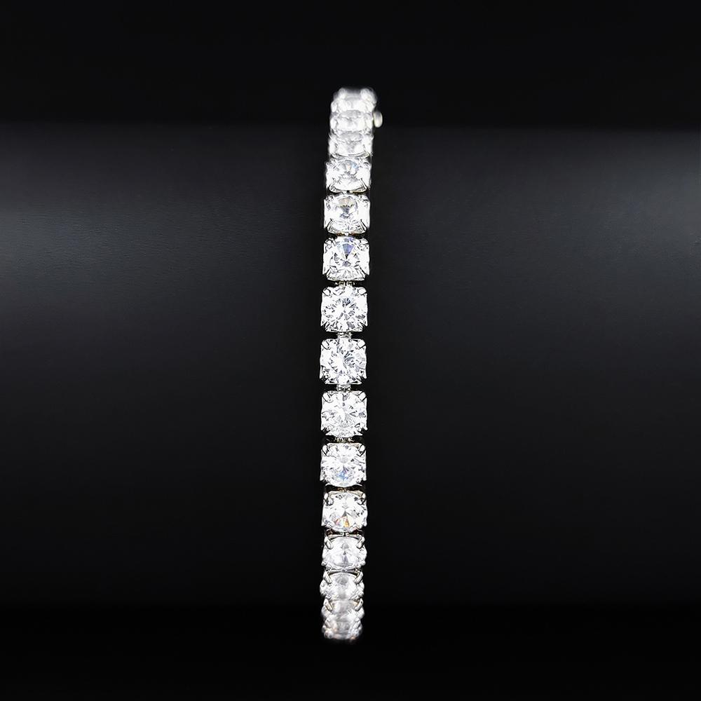2025 New Luxury Silver Color On Hand 4MM 17CM Princess Bracelet Bangle for Women Anniversary Gift Jewelry Wholesale S5650