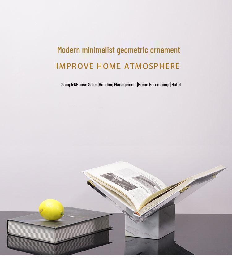 Modern Geometric Marble Bookshelf for Study Room Decorations