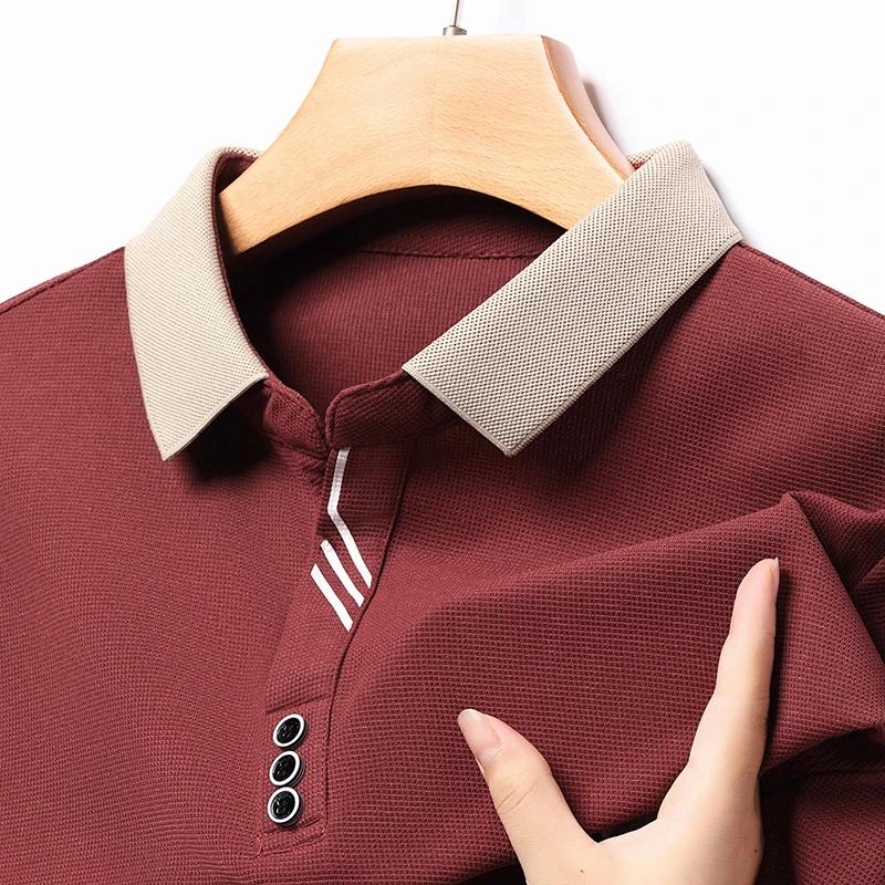 Neues Herren Business Casual Langarmhemd Einfarbiges Poloshirt Modisch Atmungsaktiv Bequem Vielseitiges Oberteil