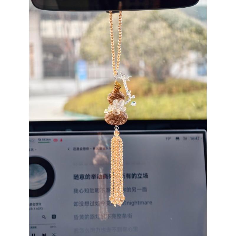 Rhinestone Gourd Butterfly Car Rearview Mirror Hanging Pendant For Women