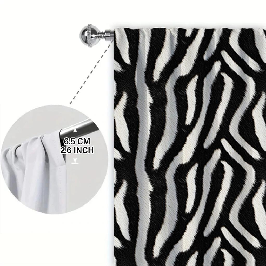 Set Of 2 Zebra Stripes Printed Curtain Home Decor Window Treatment Bedroom Office Kitchen For Made Polyester With Rod Pocket